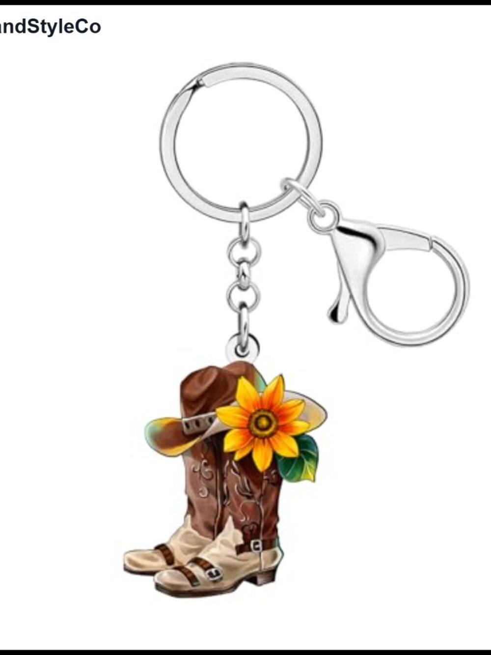 Acrylic Cowboy Boot Keychain Western Cowgirl Purse Charm